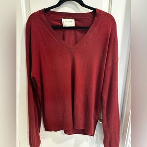 Women’s Lucky Brand V-Neck Sweater long sleeves, slits cotton cashmere blend